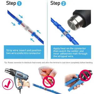 100 Stks/zak Blauwe Kleur Soldeer Afdichting Draad Connectoren Kit 16-14awg 1.5-2.5mm2 Krimpkous Waterdichte Geïsoleerde Terminals