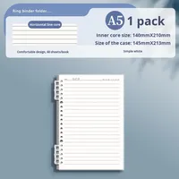 Carnet à couverture en cuir PU transparente à feuilles mobiles, double cinq trous, pour lycéens, format B5, avec grille détachable, couverture rigide