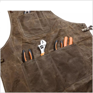 En stock de lona de cera con <span class=keywords><strong>delantal</strong></span> de <span class=keywords><strong>cuero</strong></span> de trabajo vestido retro de jardinería al aire libre barbacoa <span class=keywords><strong>delantal</strong></span> - Product Image 6