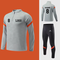 Jersey Sepak Bola Lengan Panjang Remaja Pria 100% Poliester Logo Kustom Depan/Belakang Nomor Tim Cepat Kering Bernapas