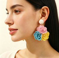 Anting Gantung Bunga Mawar Vintage Bohemian, Anting Panjang untuk Pernikahan, Hadiah Pengiring Pengantin