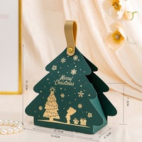 Boîtes cadeaux en papier en forme de sapin de Noël, impression dorée, boîte d'emballage pour bonbons et chocolats avec poignée pour fête de Noël