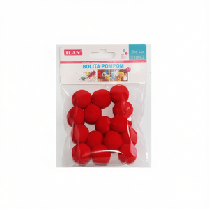 Palline Pompom Ilan 2,5 cm Rosse 15 Pezzi Decorazioni Artigianali - Product Image 1
