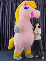 Costume gonflable de mascotte de dessin animé d'animal de mammouth de pany d'arc-en-ciel personnalisé professionnel