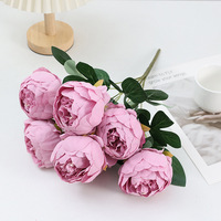 Bouquet de 7 fleurs artificielles en soie de pivoine violette pour la décoration de mariage, la fête des mères, Pâques, Noël, la Saint-Valentin