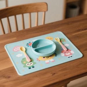 LA Custom Design Bpa Free Non-Slip Food Grade <b>Silicone</b> Baby Activity Blue Placemats Silicon <b>Mat</b> & Pad for Toddlers - Product Image 1