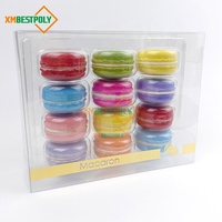 Boîte d'emballage en plastique pliable pour macarons, 12 pièces, boîte à biscuits transparente en PET, boîte cadeau avec insert