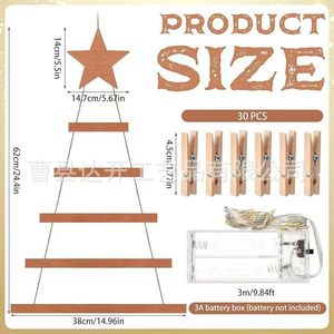 Wooden Christmas Tree Photo Frame Wall Decoration Multi Tiered With Star <b>Battery</b> <b>Operated</b> For Christmas Party Decor - Product Image 5