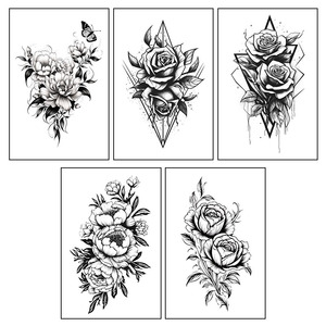 Nuovo Set di 5 Fogli/Confezione di Adesivi per Tatuaggi Temporanei Semi-Permanenti con <span class=keywords><strong>Farfalle</strong></span> <span class=keywords><strong>e</strong></span> <span class=keywords><strong>Fiori</strong></span>, Realistici <span class=keywords><strong>e</strong></span> Impermeabili per Donne - Product Image 4