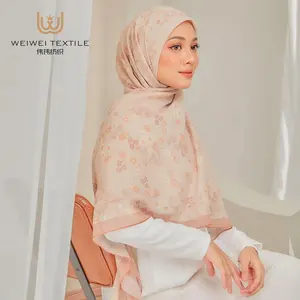 Customized Manufacture Tudung Bawal Cotton Veil Square Printed Muslim Women Hijab Other Scarves