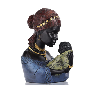 Regalo del Día de Acción de Gracias, estatua de resina afroamericana para madre e hijo - Product Image 1