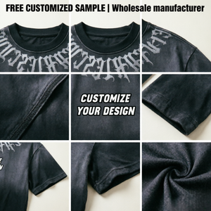 T-shirt da uomo personalizzata con stampa gotica effetto vintage, vestibilità rilassata in cotone pesante, stile streetwear estetica Y2K, OEM - Product Image 2