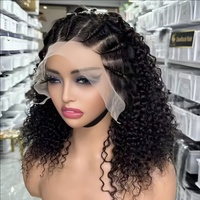 Pelucas trenzadas 13x4 de cabello humano virgen vietnamita, rizadas afro, con encaje frontal para mujer, súper doble densidad, alta densidad