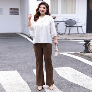 Pantalon évasé <span class=keywords><strong>grande</strong></span> <span class=keywords><strong>taille</strong></span> pour femme, pantalon de travail <span class=keywords><strong>taille</strong></span> haute extensible 7XL, pantalon de bureau professionnel - Product Image 4