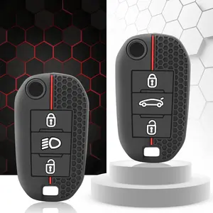 Housse de clé en silicone pour Citroën C5 <span class=keywords><strong>C3</strong></span> C4 C8 Berlingo pour Peugeot Partner Rifter 208 308 508 407 2008 3008 Expert - Product Image 3