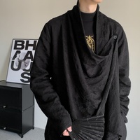 Blazer décontracté noir jacquard irrégulier pour homme, à manches longues, simple boutonnage, coupe ample, style streetwear, veste d'extérieur pour homme