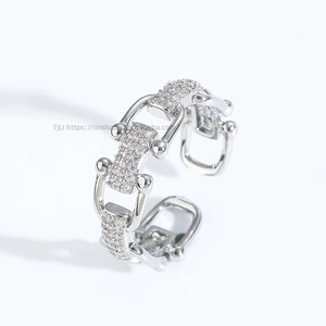 U-shaped Horseshoe Buckle <b>Ring</b> Women's Light Luxury Micro-inlaid Zircon Open <b>Ring</b> Hip-hop Jewelry - Product Image 5