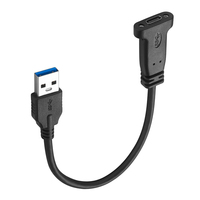 Cable de Extensión Bochara USB 3.0 Tipo A Macho a Tipo C 3.0 Hembra, 9+1 Núcleos, Blindado con Lámina y Trenzado, con Soporte de Panel