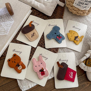 Sevimli çizgi film deri çocuk bb tokaları, sevimli kız tavşan ayı tokaları, sonbahar için çok yönlü kakül saç aksesuarları - Product Image 4