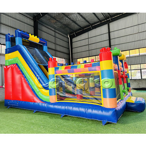 Inflable Acuático y Seco con Tobogán, Inflable Comercial con Tobogán, Bloques de Construcción, Casa de Brinco Combinada para Fiestas - Product Image 4