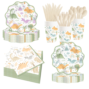 DAMAI - Decoración para Fiesta de Cumpleaños de Dinosaurios, Juego de Vajilla Desechable con Diseño de Dinosaurios, Platos, Vasos y Servilletas para Fiestas Infantiles con Temática de Dinosaurios - Product Image 1
