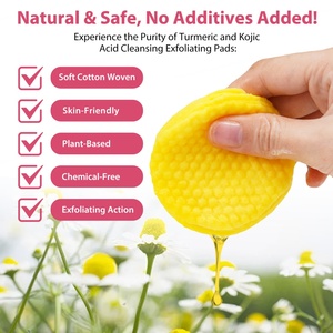 Tampons nettoyants à l'acide kojique et au curcuma pour le visage et le corps, éclaircissants pour la peau, contre les taches brunes, l'acné et les boutons - Product Image 4