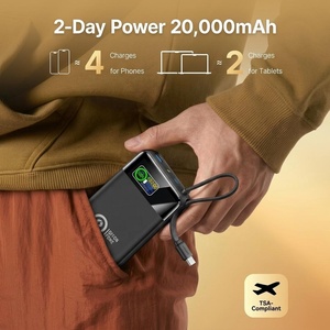 Cargador Portátil para Laptop con Tecnología GaN, Carga Rápida de 4 Dispositivos Simultáneamente, 45W PD, 20000mAh, Cables Integrados, Pantalla Digital - Product Image 6