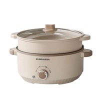 Casserole électrique en aluminium et acier inoxydable à double paroi 3L, 110V 220V, contrôle numérique, revêtement antiadhésif, économie d'énergie