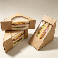 Boîte alimentaire en papier kraft avec impression de logo personnalisé, conteneur jetable de qualité alimentaire pour sandwichs et boulettes de riz