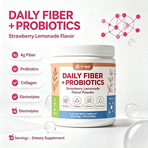 Poudre de fibres probiotiques quotidiennes saveur fraise-limonade avec collagène et électrolytes pour soutenir l'équilibre intestinal et la santé, complément alimentaire - Product Image 2