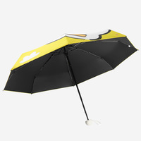 Nouveau Parapluie de Poche Manuel Mini Pliant 8 baleines, Motif Canard Mignon, Revêtement Caoutchouc Noir Anti-UV, pour Soleil et Pluie