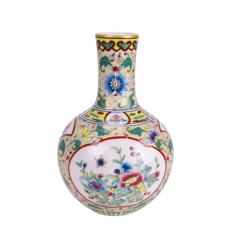 Античная эмалированная декоративная керамическая ваза