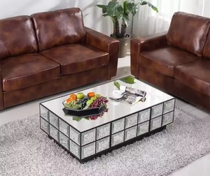 Modern Furniture Crystals Triangle <strong>Sides</strong> Shimmer <strong>Silver</strong> Glass Coffee <strong>Table</strong> Living Room Center <strong>Table</strong> for Home Hotel Furniture - Product Image 5