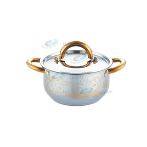 Fabriek Leverende Set Pot Met Gouden Handvat China R Keuken Pot Kookgerei Sets Met Bloem