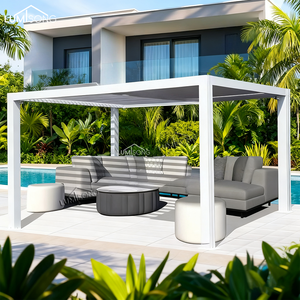 Pavillon en aluminium avec revêtement en poudre sur mesure, pergola, toit rétractable, imperméable, résistant à la pourriture, pour la décoration de <span class=keywords><strong>jardin</strong></span> au bord de la piscine - Product Image 1