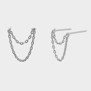 CANNER Boucles d'oreilles longues à double pampille plaquées or 18 carats, hypoallergéniques, en argent sterling 925, design superposé, pour soirée - Product Image 5