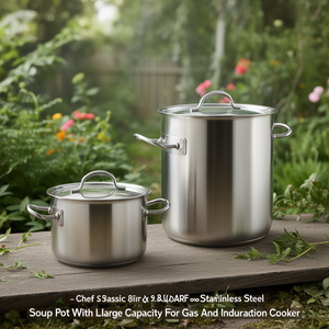 Pentola Chef Classic Straight Pot da 8 litri in acciaio inossidabile con coperchio, grande capacità, per fornelli a gas e a induzione - Product Image 3