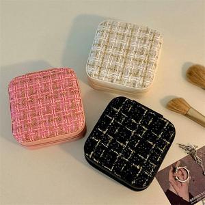 Wholesale New High-end Modern Rectangle Square Jewelry Boxes Leather Polyester Mini Travel <b>Rings</b> Accessory <b>Storage</b> Earrings - Product Image 3