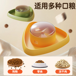 Dispensador de comida para mascotas, juguete de alimentación multifuncional con forma triangular para perros y gatos, dispensador automático de golosinas - Product Image 2