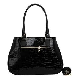 Bolso Fana Julia de Mujer Estilo Cocodrilo Negro 5 Bolsas de Plástico con Estilo - Product Image 3