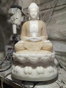 Statua di <span class=keywords><strong>Buddha</strong></span> in Marmo Bianco Intagliata a Mano, Meditante su Trono di Loto, Dimensioni Personalizzabili per Tempio, Giardino, Interni ed Esterni, Produttore - Product Image 5