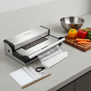 Máquina selladora al vacío Vevor de 350W y 95Kpa, sistema automático de sellado de alimentos de acero inoxidable con cortador y manguera - Product Image 2