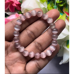 Best Quality Purple selenite <b>Bracelet</b>: Round <b>Gemstone</b> Beads, Stretch <b>Bracelet</b> Unisex Classic Style Certified Anniversary Gift - Product Image 1