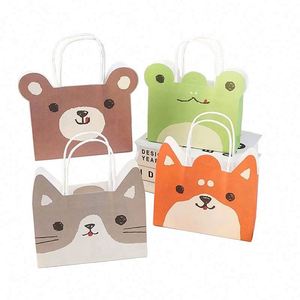 Classic Candy Animal Tote Gift <b>Bags</b> with Twisted Handles Custom Logo Printed Kraft Paper for Birthday Parties & Kids - Product Image 1