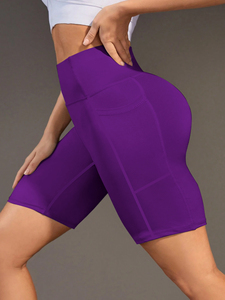 Shorts de Sport Femme d'Entraînement Cycliste Gym Course Yoga 8 Pouces Respirants Compression Taille Haute avec Poches Grande Taille - Product Image 4