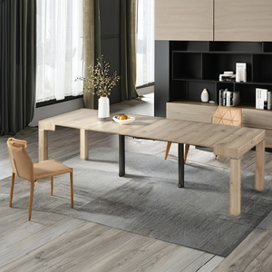 Table <span class=keywords><strong>console</strong></span> extensible en <span class=keywords><strong>bois</strong></span> de couleur naturelle, rectangulaire, gain de place, pour la maison, table à manger ou table de réunion de 2,5, 3 ou 4 mètres de long - Product Image 4