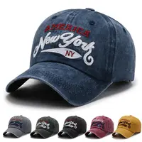 หมวกเบสบอลปักลายสำหรับผู้ชาย,หมวกสแนปแบควินเทจผ้าฝ้ายฟอกฝาด้านในนิวยอร์กสำหรับผู้หญิงปี2022