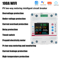 Contactor de fugas a tierra 2P 100A, medidor de energía, temporizador, disyuntores de CA monofásicos, Wifi, soporte para el Hogar Inteligente