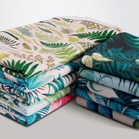 Tissu en toile polyester imprimé numérique plantes et fleurs, épaissi, uni, inaltérable, pour nappe et tapis pour animaux de compagnie