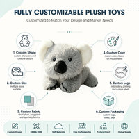 Boneka Koala Lucu Berbulu Lembut, Mainan Hewan Isi Dakron Warna Abu-abu dengan Hidung Besar untuk Hadiah Anak, Grosir Desain Kustom